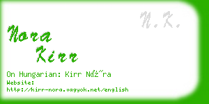 nora kirr business card